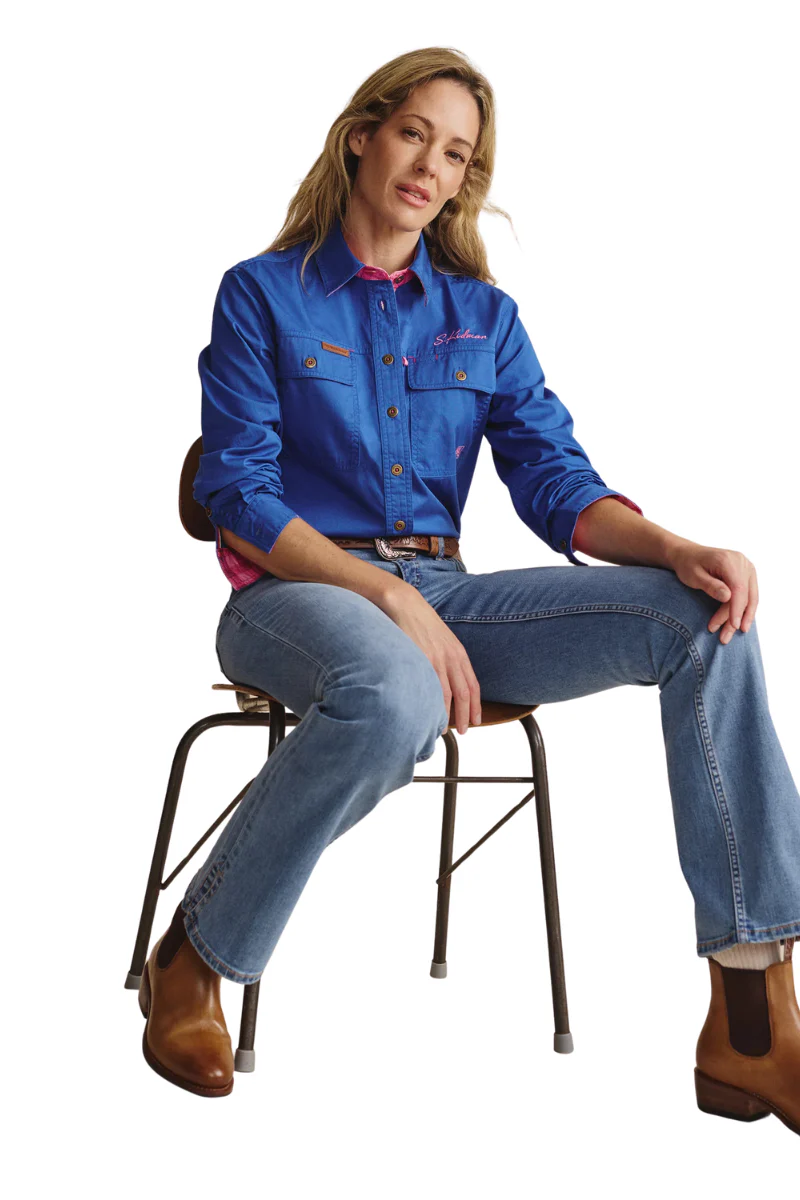 S.Kidman Womens Spencer Full Button L/S Work Shirt (1SHW00030) Mid Blue - Image 5