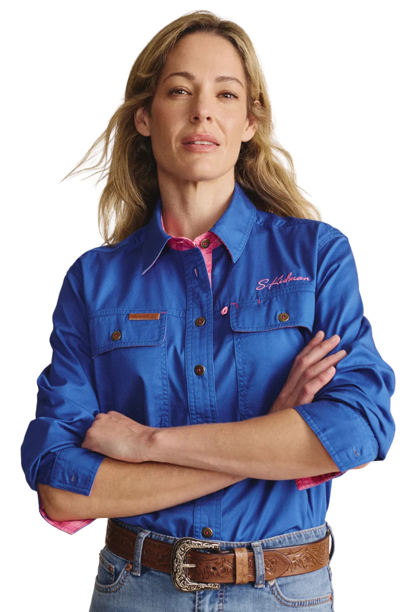 S.Kidman Womens Spencer Full Button L/S Work Shirt (1SHW00030) Mid Blue - Image 6