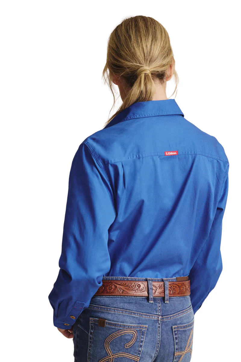 S.Kidman Womens Spencer Full Button L/S Work Shirt (1SHW00132) Mid Blue - Image 4