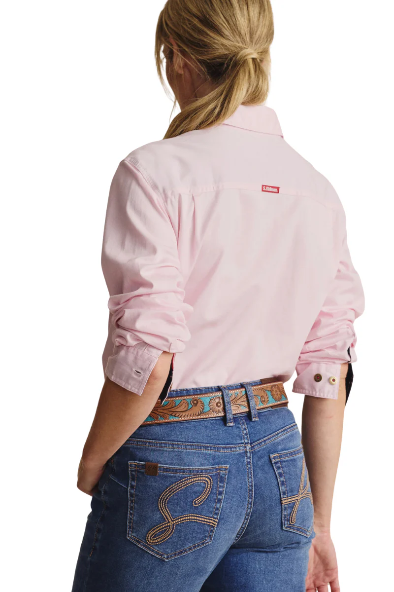 S.Kidman Womens Spencer Full Button L/S Work Shirt (1SHW00132) Pale Pink - Image 4
