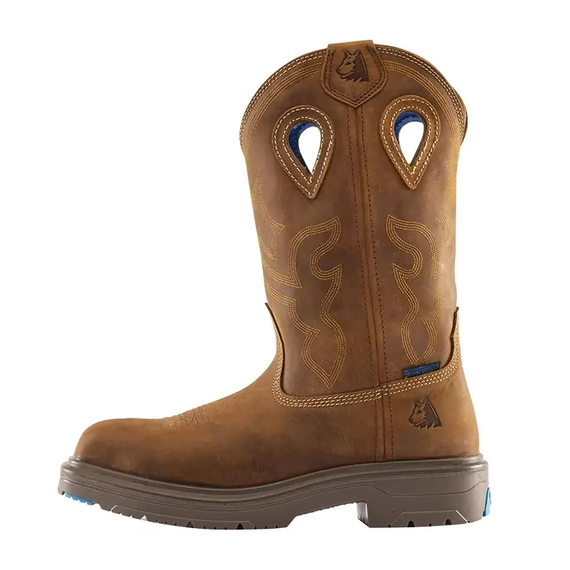 Steel Blue Mens Blue Heeler Safety Square Toe Western Boots (813945) Distressed Brown - Image 2