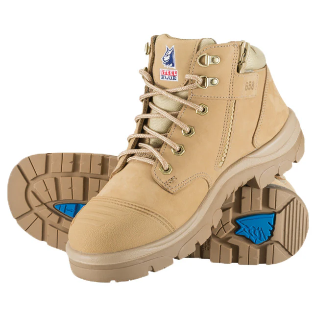 Steel Blue Mens Parkes Zip Safety Boots with Scuff Cap (312658) Sand - Image 6