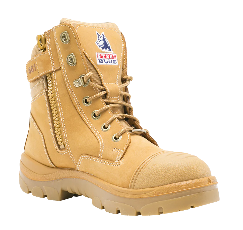 Steel Blue Mens Southern Cross Zip Safety Boots (312661) Wheat