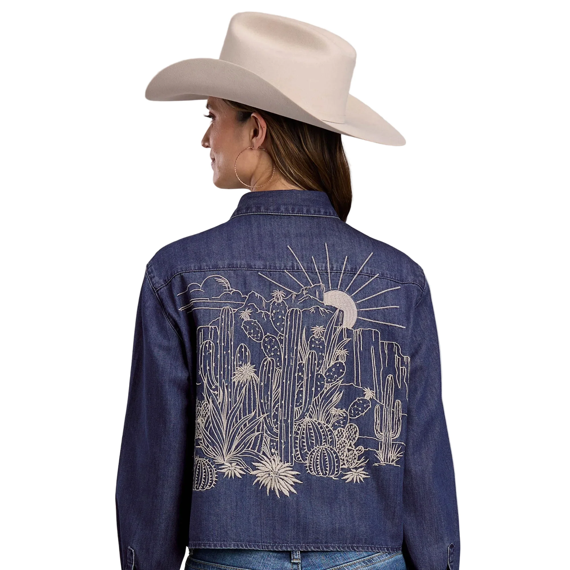 Stetson Womens Collection L/S Shirt (50594009) Solid Blue - Image 2