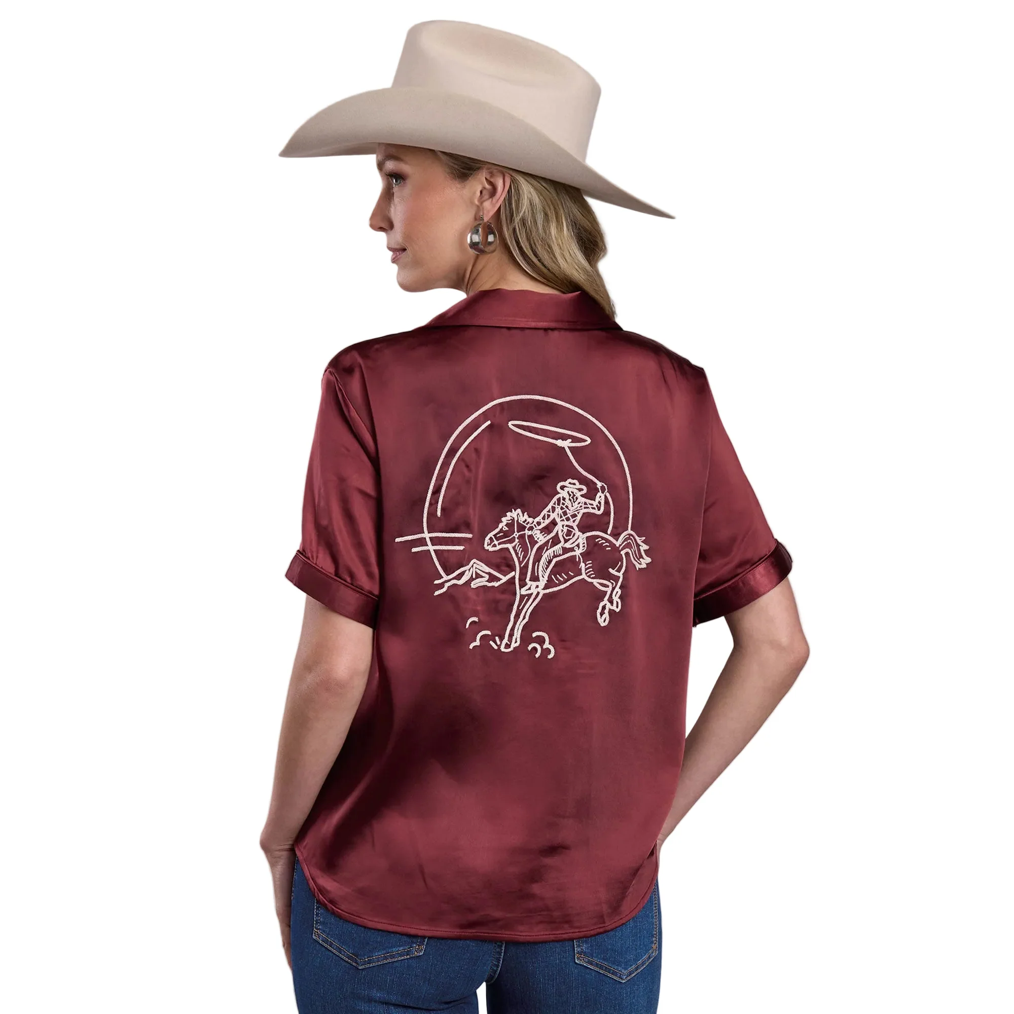 Stetson Womens Collection S/S Shirt (51539006) Solid Brown - Image 2