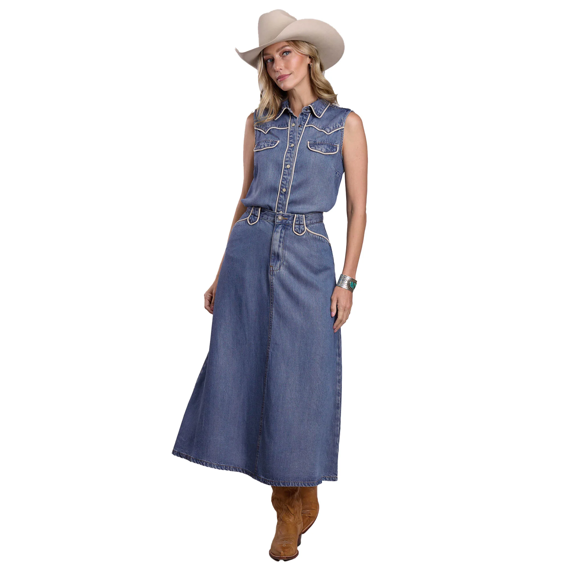 Stetson Womens Collection Skirt (60565013) Solid Blue - Image 3