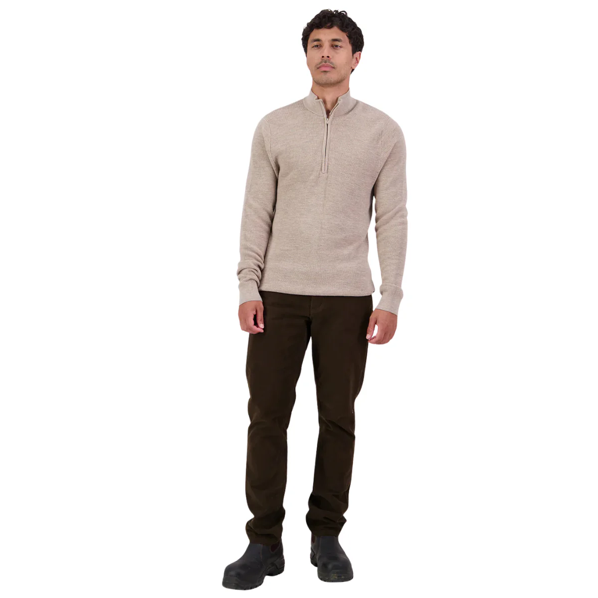Swanndri Mens Otahu River V2 Quarter Zip Jumper (SW26575M) Biscotti Marle - Image 5
