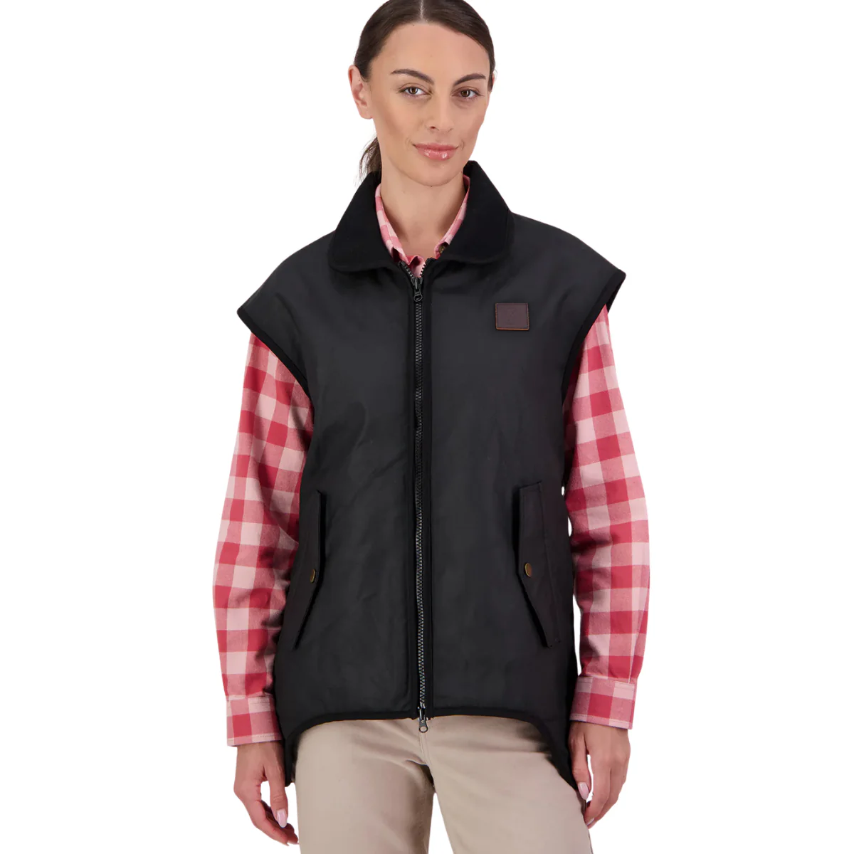Swanndri Womens Foxton Oilskin Vest (SW2542052W) Black/Pink Salt - Image 3
