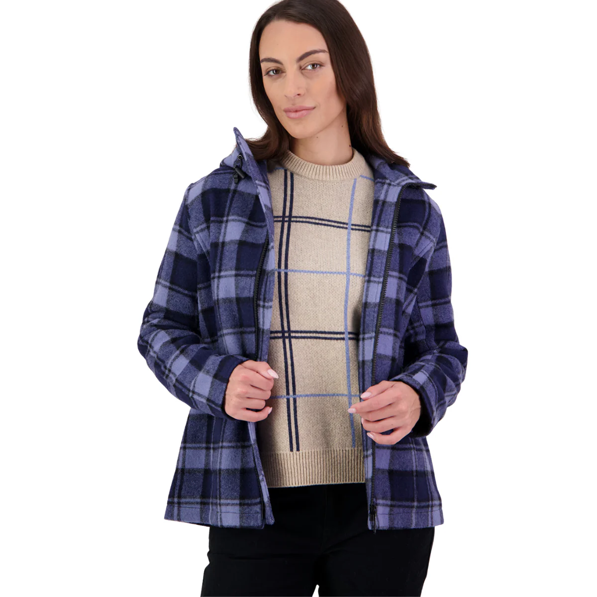 Swanndri Womens Seattle V2 Wool Hoodie (SW244796W) Rhode Island Check - Image 2