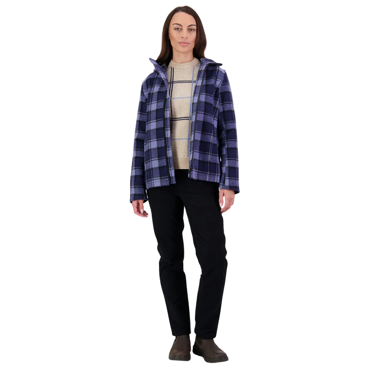 Swanndri Womens Seattle V2 Wool Hoodie (SW244796W) Rhode Island Check - Image 8