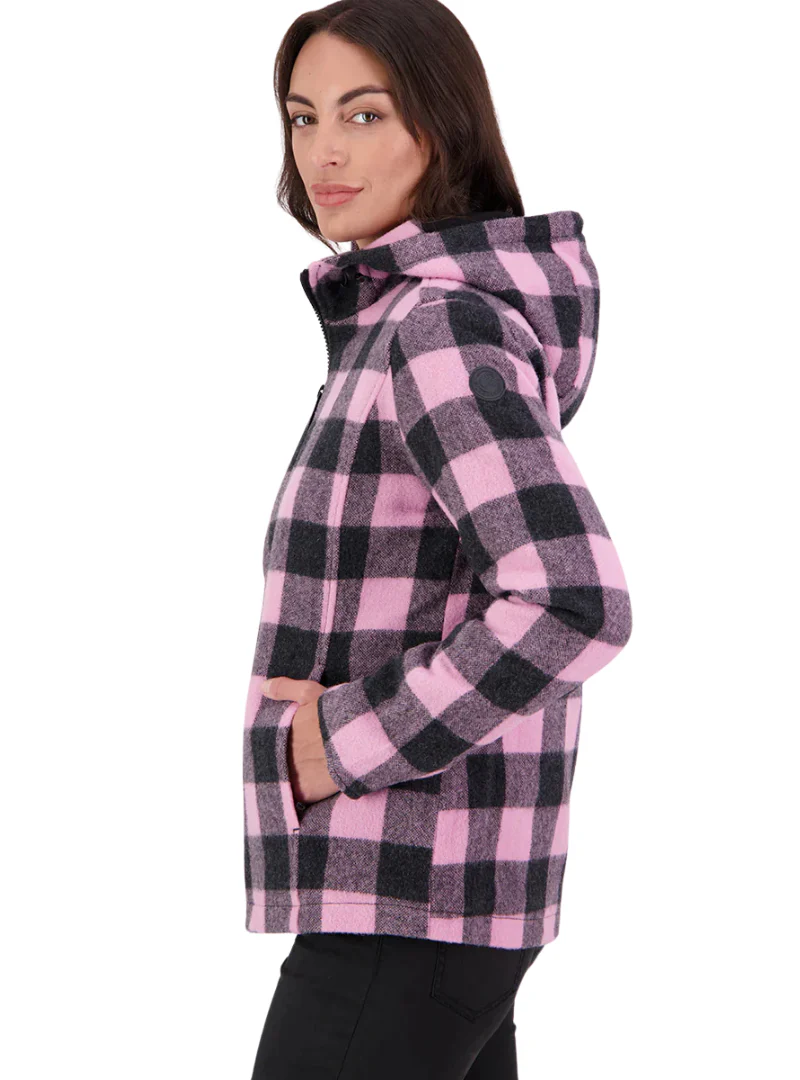 Swanndri Womens Seattle V2 Wool Hoodie (SW244796W) Shadow/Blossom Check - Image 3