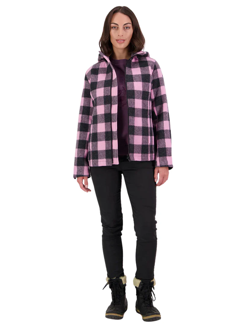Swanndri Womens Seattle V2 Wool Hoodie (SW244796W) Shadow/Blossom Check - Image 8