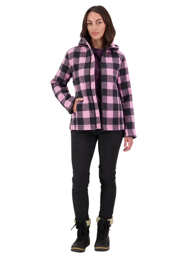 Swanndri Womens Seattle V2 Wool Hoodie (SW244796W) Shadow/Blossom Check - Image 9