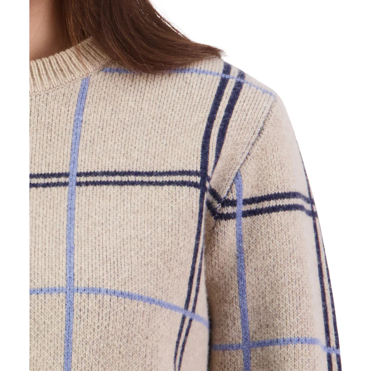 Swanndri Womens Yasmin Check Knit Jumper (SW26550W) Biscotti Check - Image 4