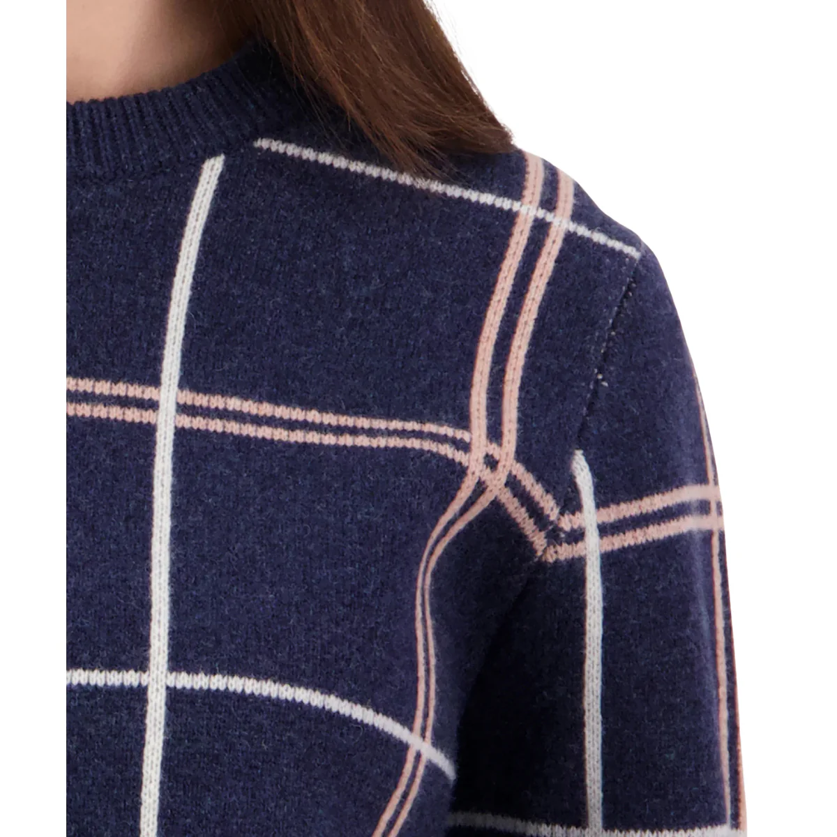Swanndri Womens Yasmin Check Knit Jumper (SW26550W) Navy Check - Image 4