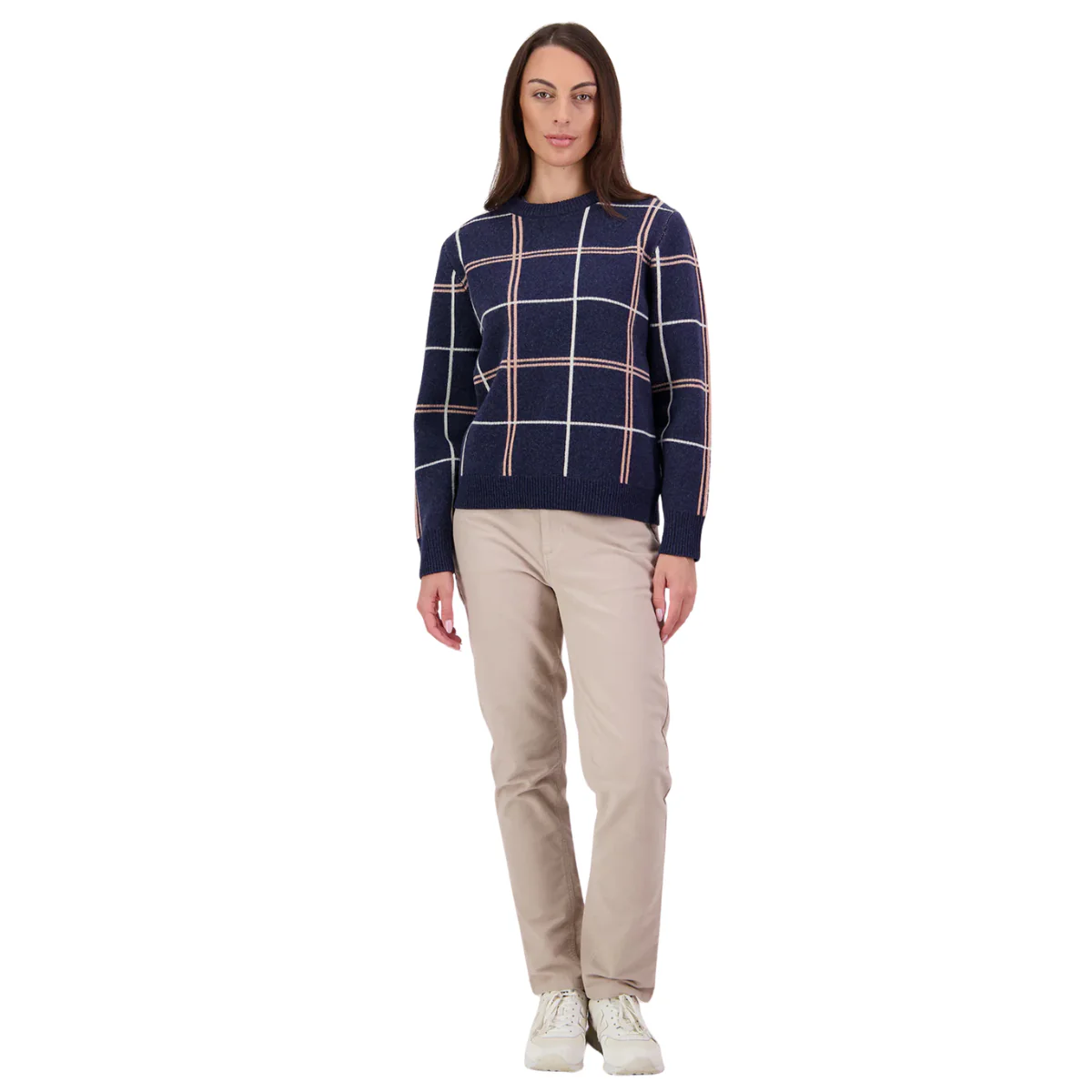 Swanndri Womens Yasmin Check Knit Jumper (SW26550W) Navy Check - Image 5