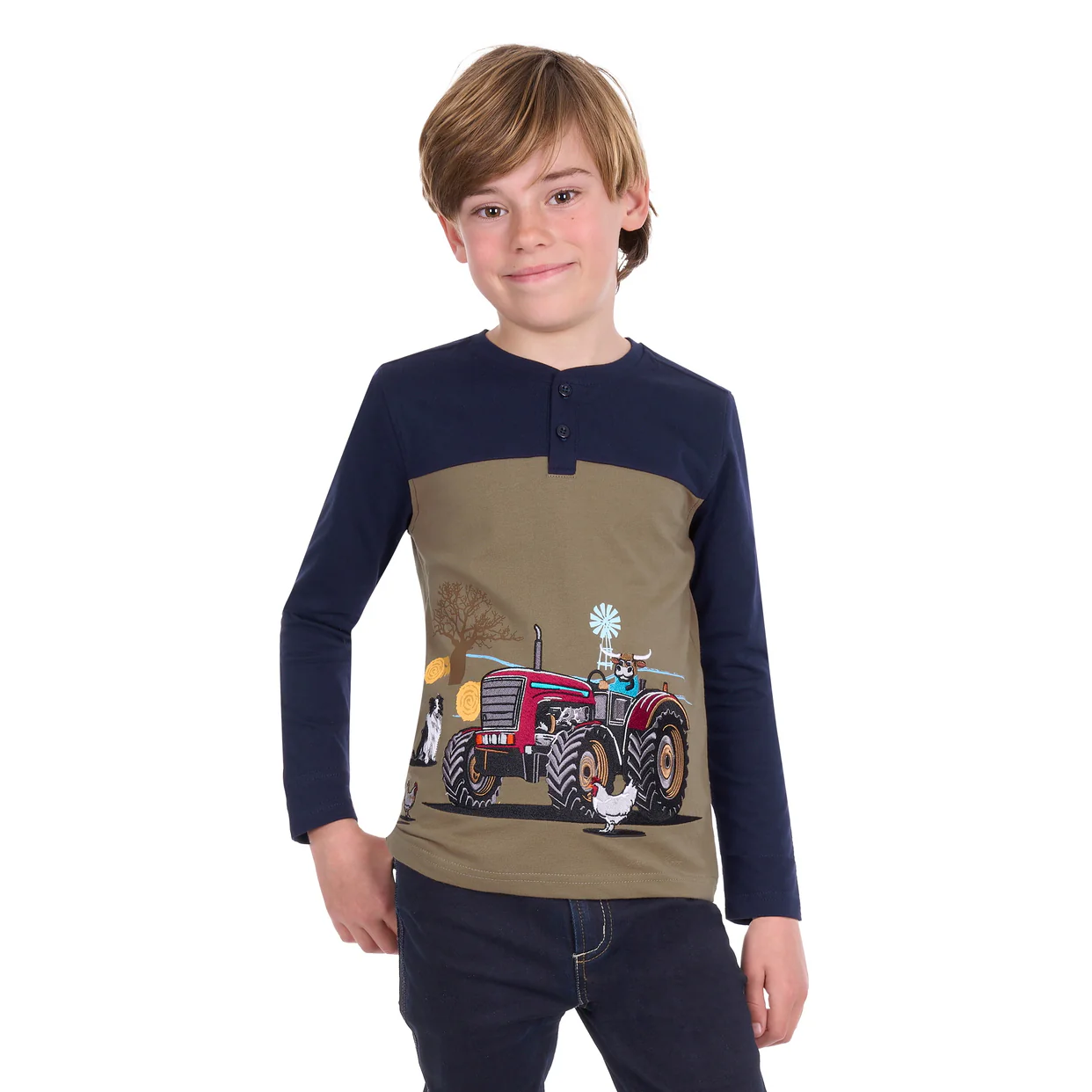 Thomas Cook Boys Karl Henley L/S Tee (T6W3517201) Navy/Tan