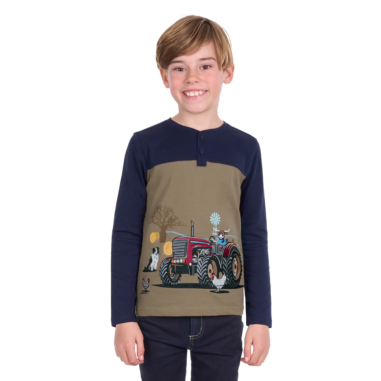 Thomas Cook Boys Karl Henley L/S Tee (T6W3517201) Navy/Tan - Image 2