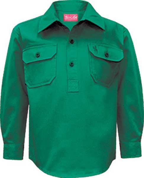 Thomas Cook Childrens Heavy Drill 1/2 Button L/S Shirt (TCP7100163) Bright Green - Image 5