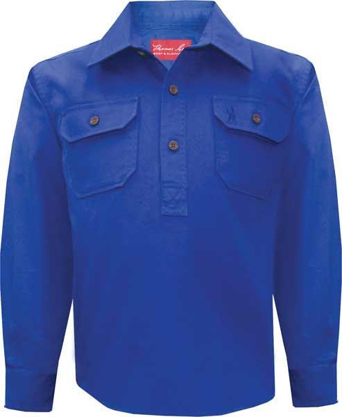 Thomas Cook Childrens Heavy Drill 1/2 Button L/S Shirt (TCP7100163) Cobalt - Image 4