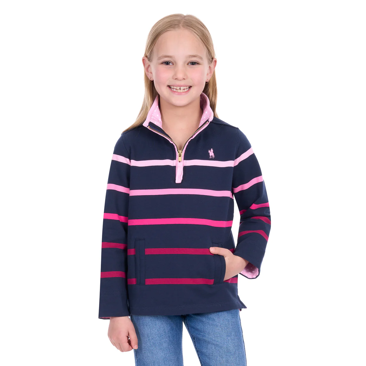 Thomas Cook Girls Gemma 1/4 Zip Rugby (T6W5527075) Pink/Navy