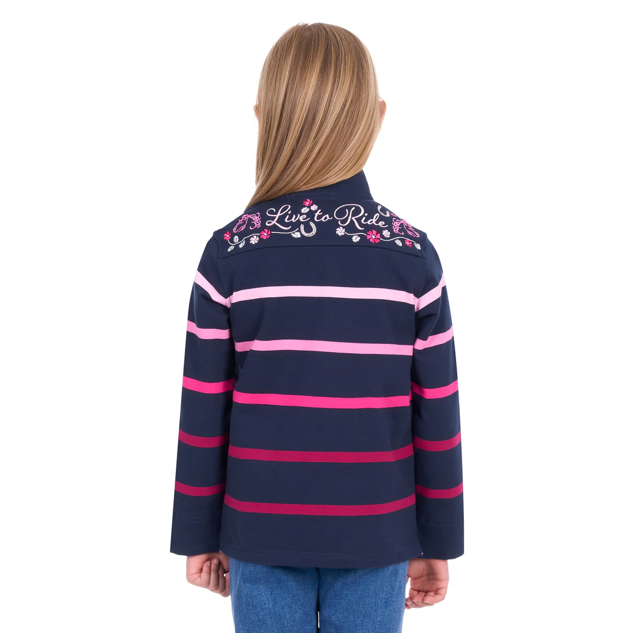 Thomas Cook Girls Gemma 1/4 Zip Rugby (T6W5527075) Pink/Navy - Image 3