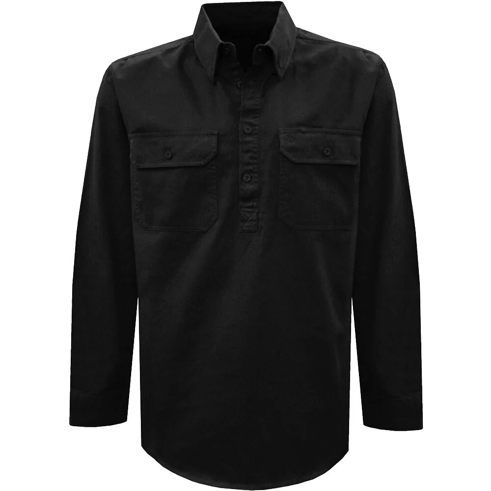 Thomas Cook Heavy Drill 1/2 Button L/S Shirt (TCP1120163) Black - Image 11