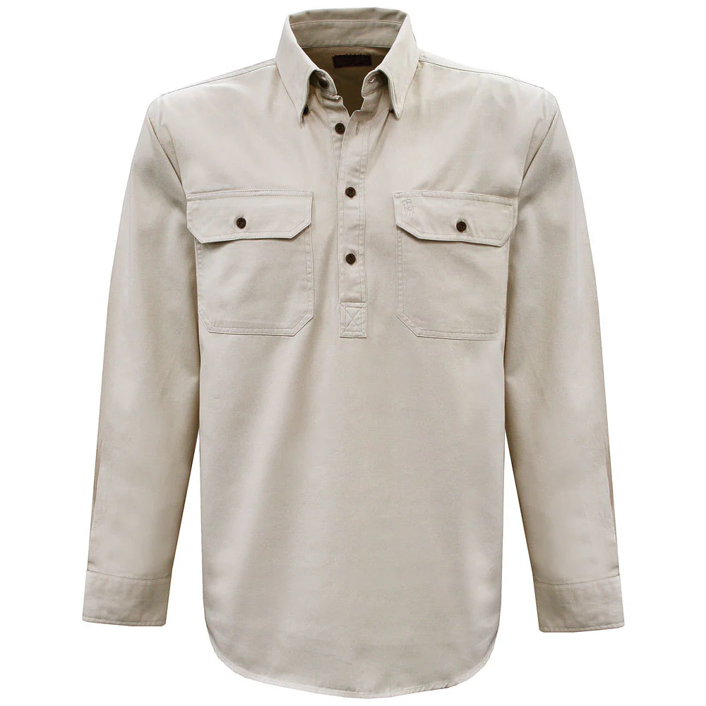 Thomas Cook Heavy Drill 1/2 Button L/S Shirt (TCP1120163) Bone - Image 10