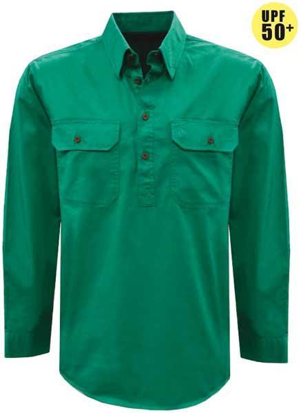 Thomas Cook Heavy Drill 1/2 Button L/S Shirt (TCP1120163) Bright Green - Image 8