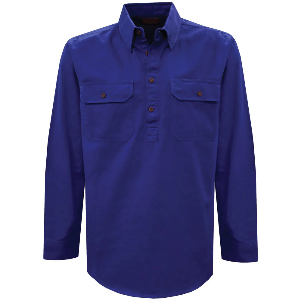Thomas Cook Heavy Drill 1/2 Button L/S Shirt (TCP1120163) Cobalt - Image 5