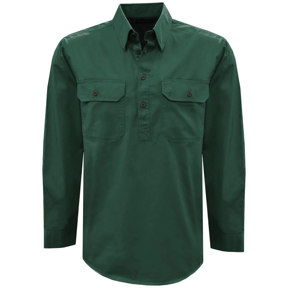 Thomas Cook Heavy Drill 1/2 Button L/S Shirt (TCP1120163) Ivy Green - Image 11