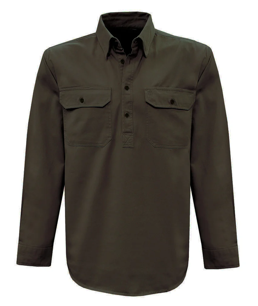 Thomas Cook Heavy Drill 1/2 Button L/S Shirt (TCP1120163) Khaki