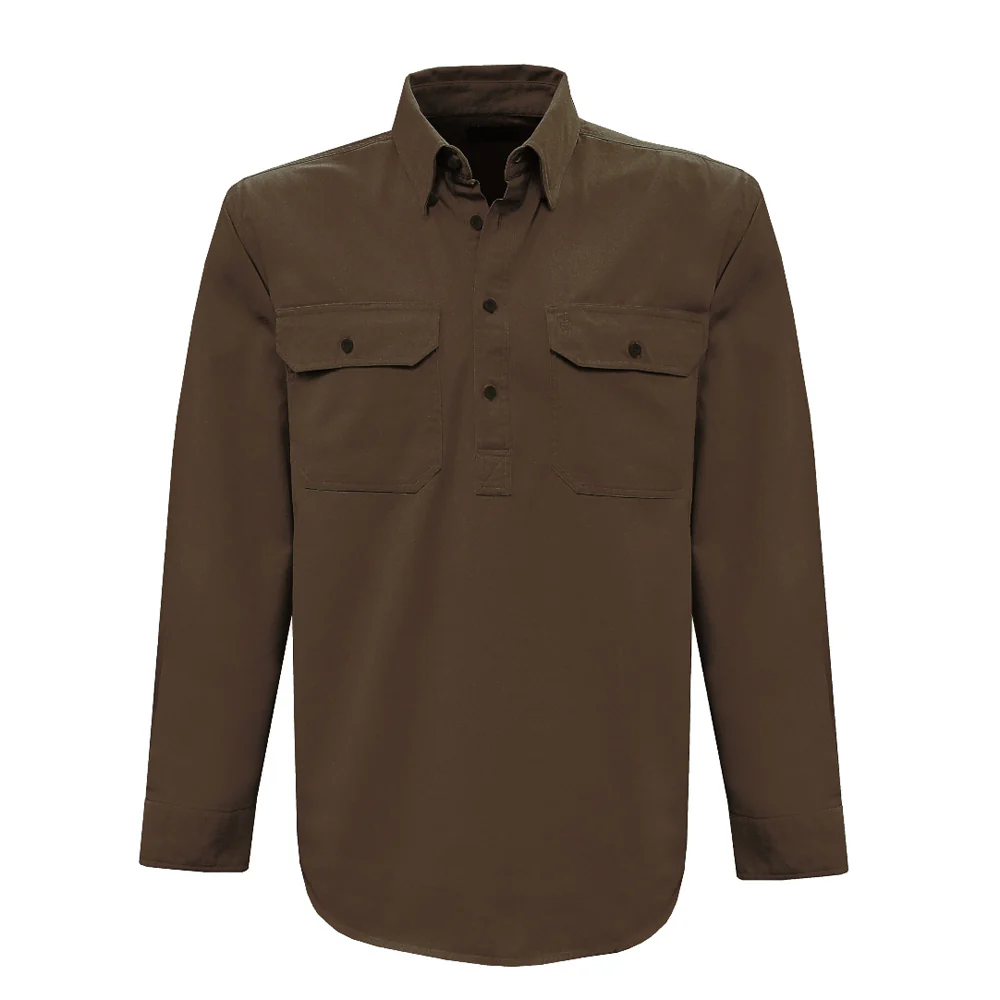Thomas Cook Heavy Drill 1/2 Button L/S Shirt (TCP1120163) Khaki - Image 5