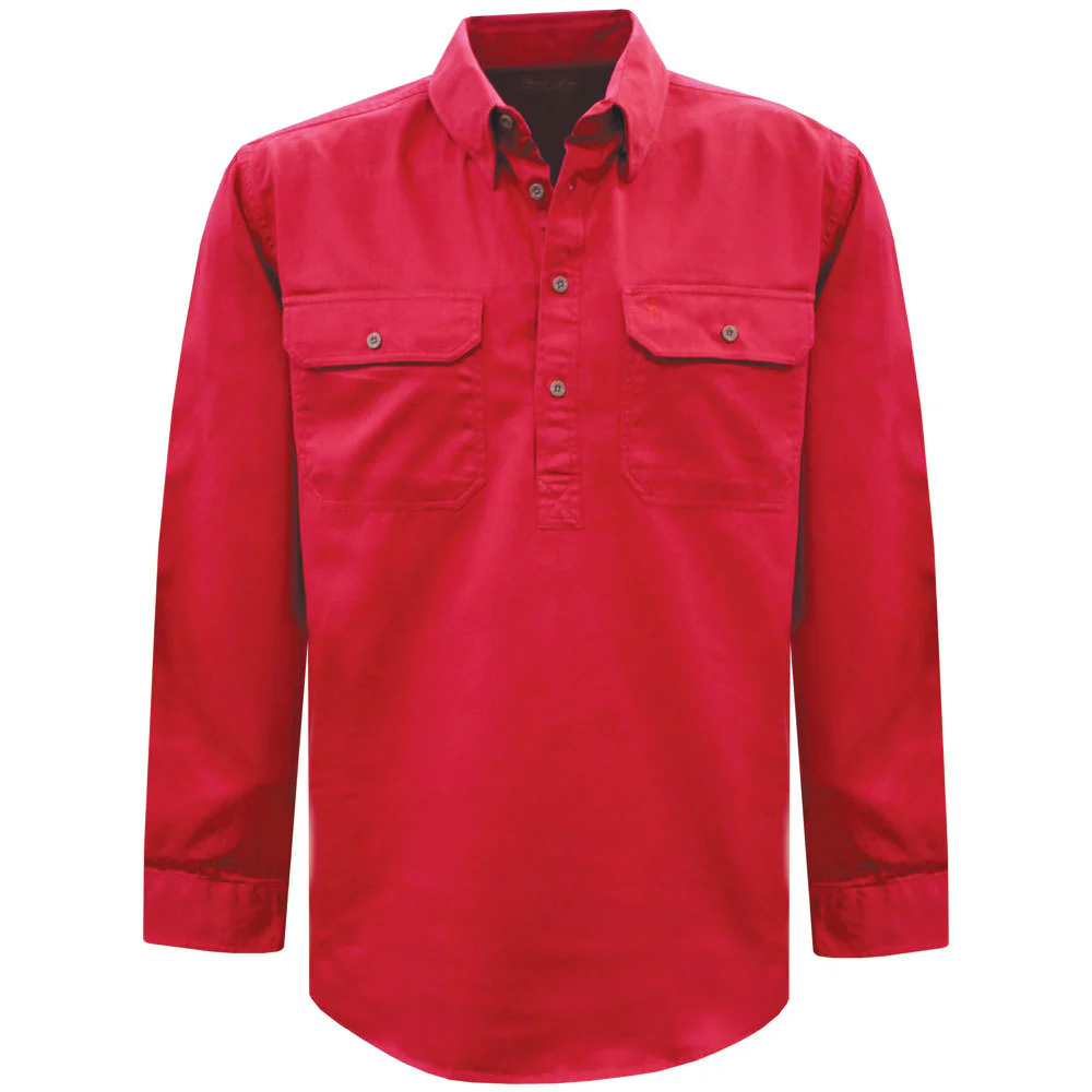 Thomas Cook Heavy Drill 1/2 Button L/S Shirt (TCP1120163) Tomato - Image 5