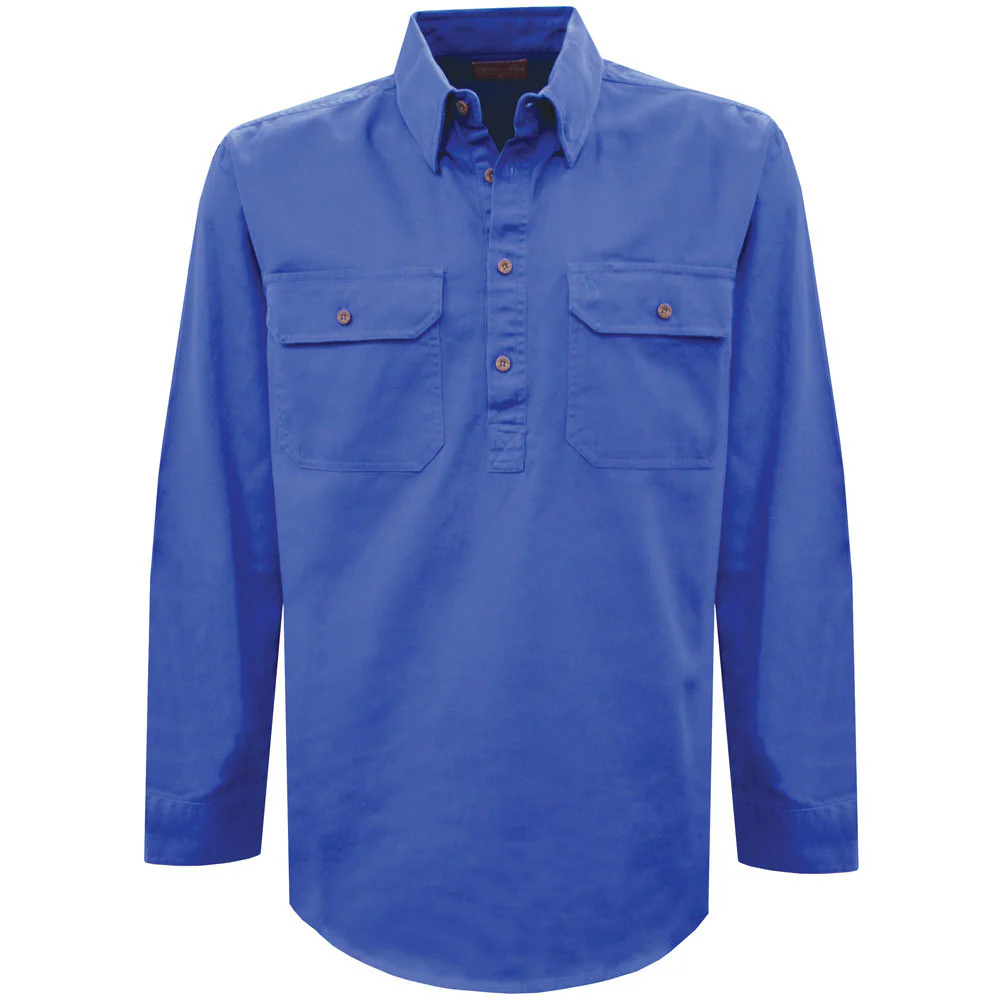 Thomas Cook Heavy Drill 1/2 Button L/S Shirt (TCP1120163) Wedgewood - Image 7
