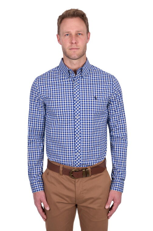 Thomas Cook Mens James Tailored L/S Shirt (T5S1120046) Royal/Yellow - Image 2