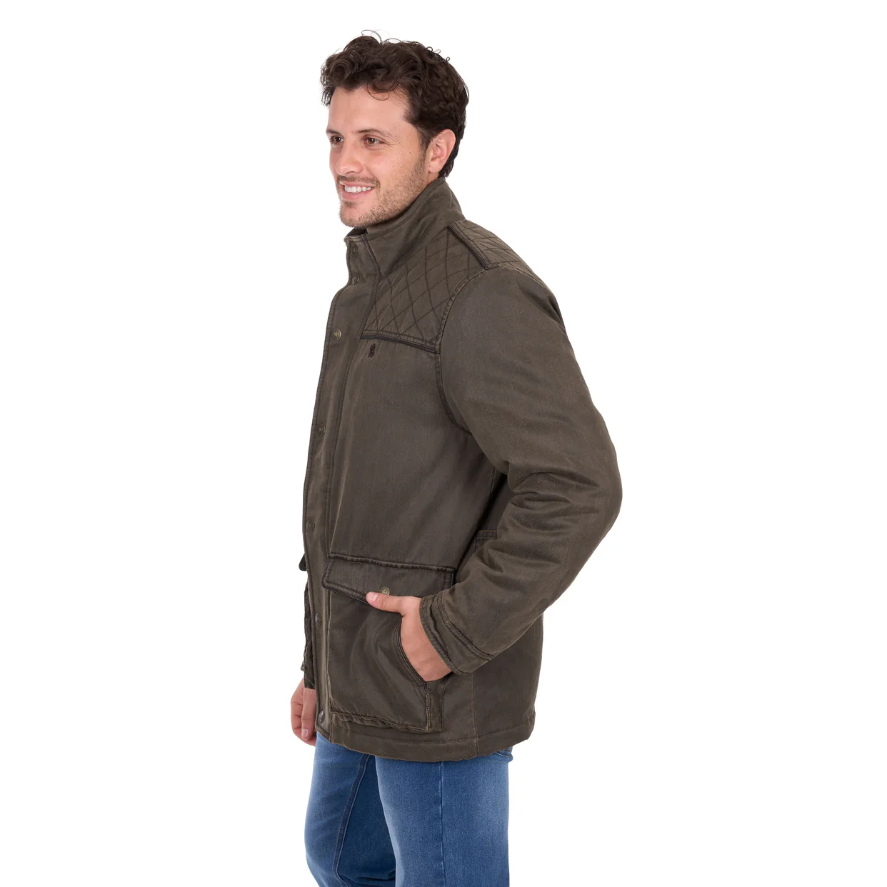 Thomas Cook Mens Marcus Faux Oilskin Jacket (T6W1707173) Rustic Mulch - Image 4