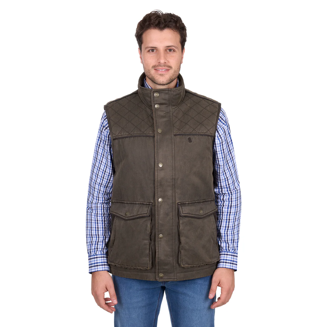 Thomas Cook Mens Marcus Faux Oilskin Vest (T6W1607173) Rustic Mulch - Image 4