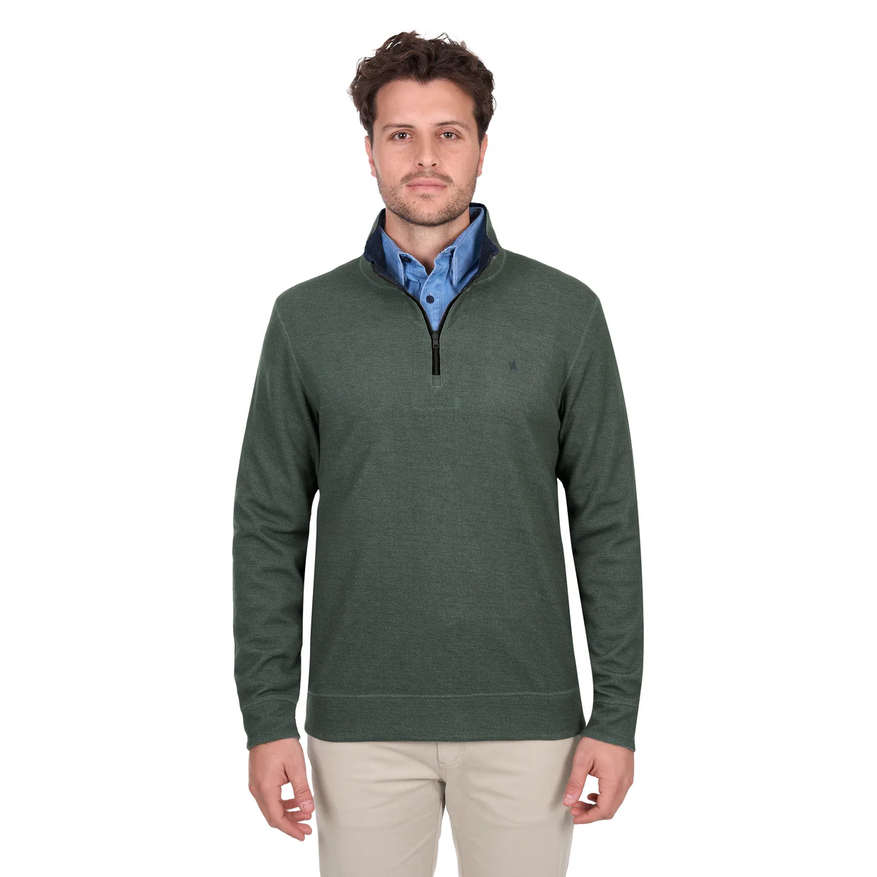 Thomas Cook Mens Vic Reversible 1/4 Zip Jumper (T6W1531173) Green/Navy - Image 2