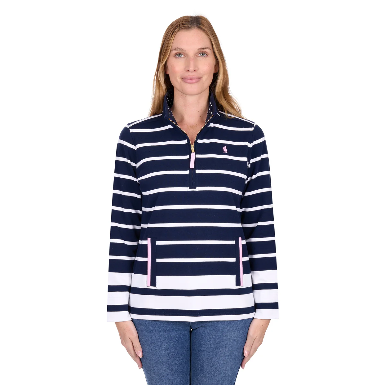 Thomas Cook Womens Ava 1/4 Zip Rugby (T6W2527077) Navy/White - Image 2