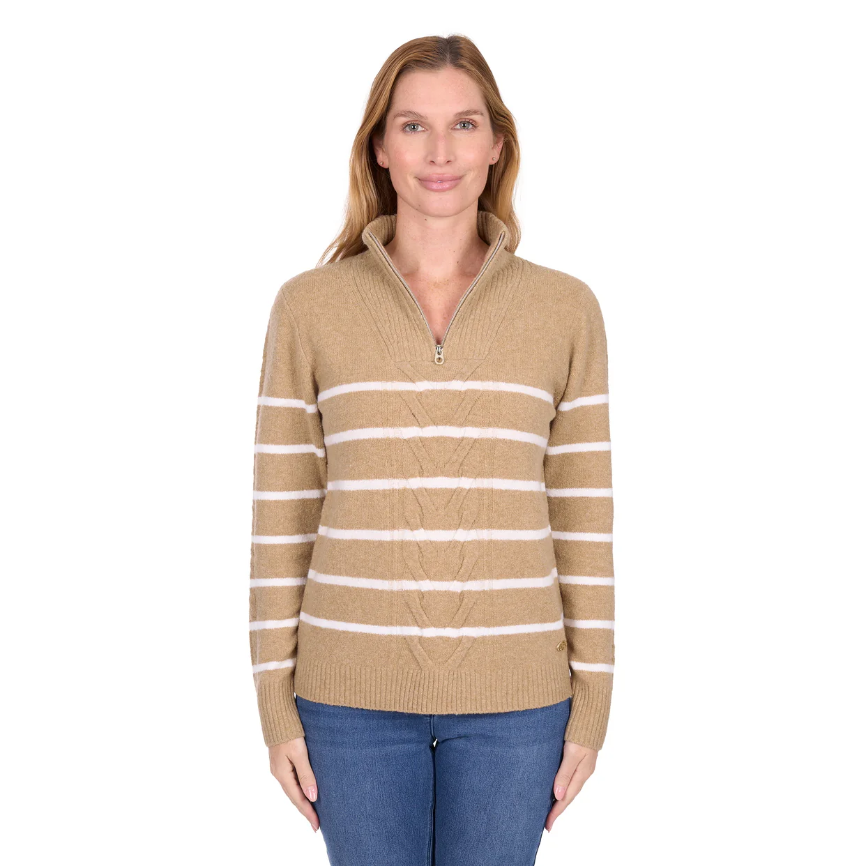 Thomas Cook Womens Luna 1/4 Zip Jumper (T6W2563096) Tan Marle - Image 2