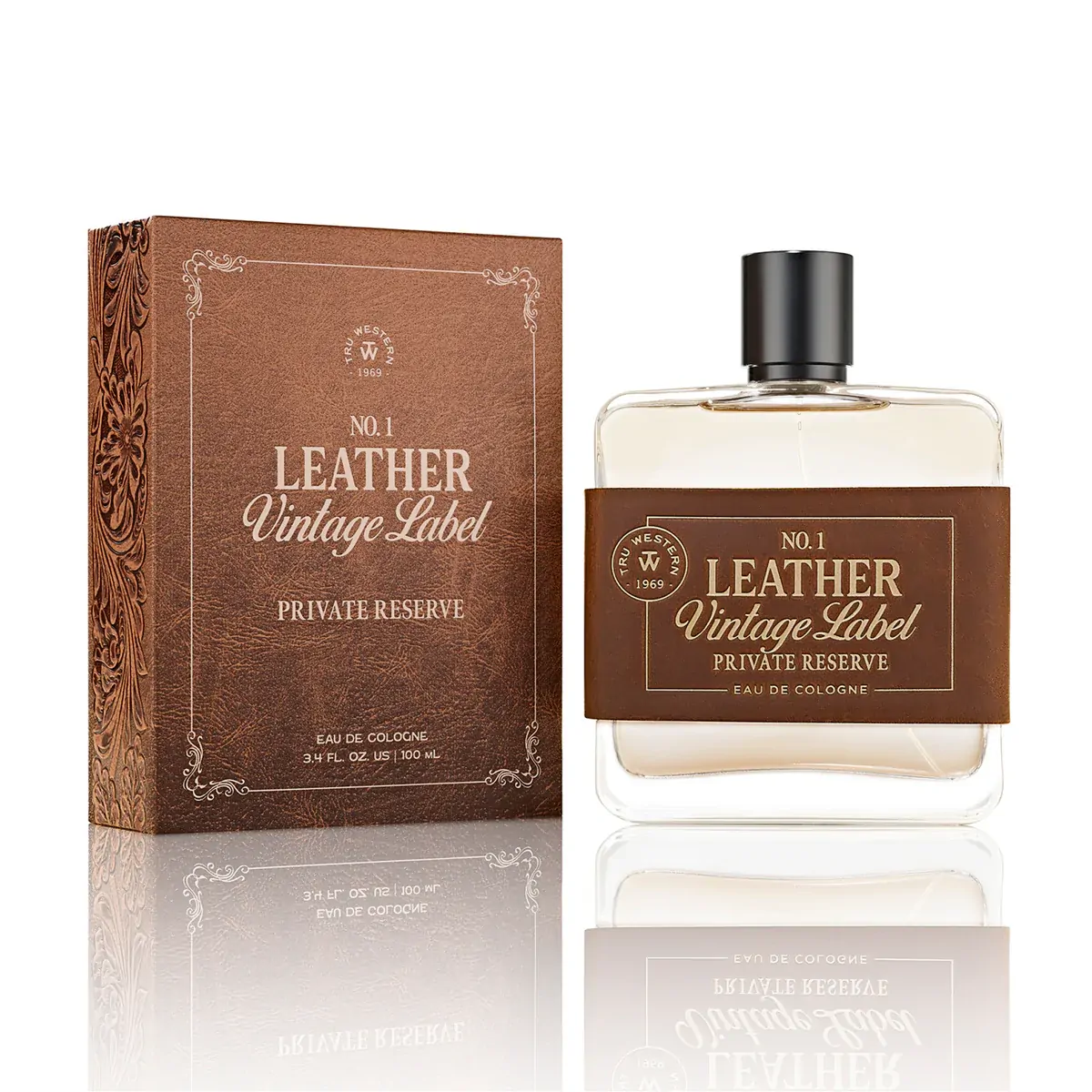 Tru Western Mens Leather Vintage Label #1 Private Reserve Eau De Cologne 100mL (98083)