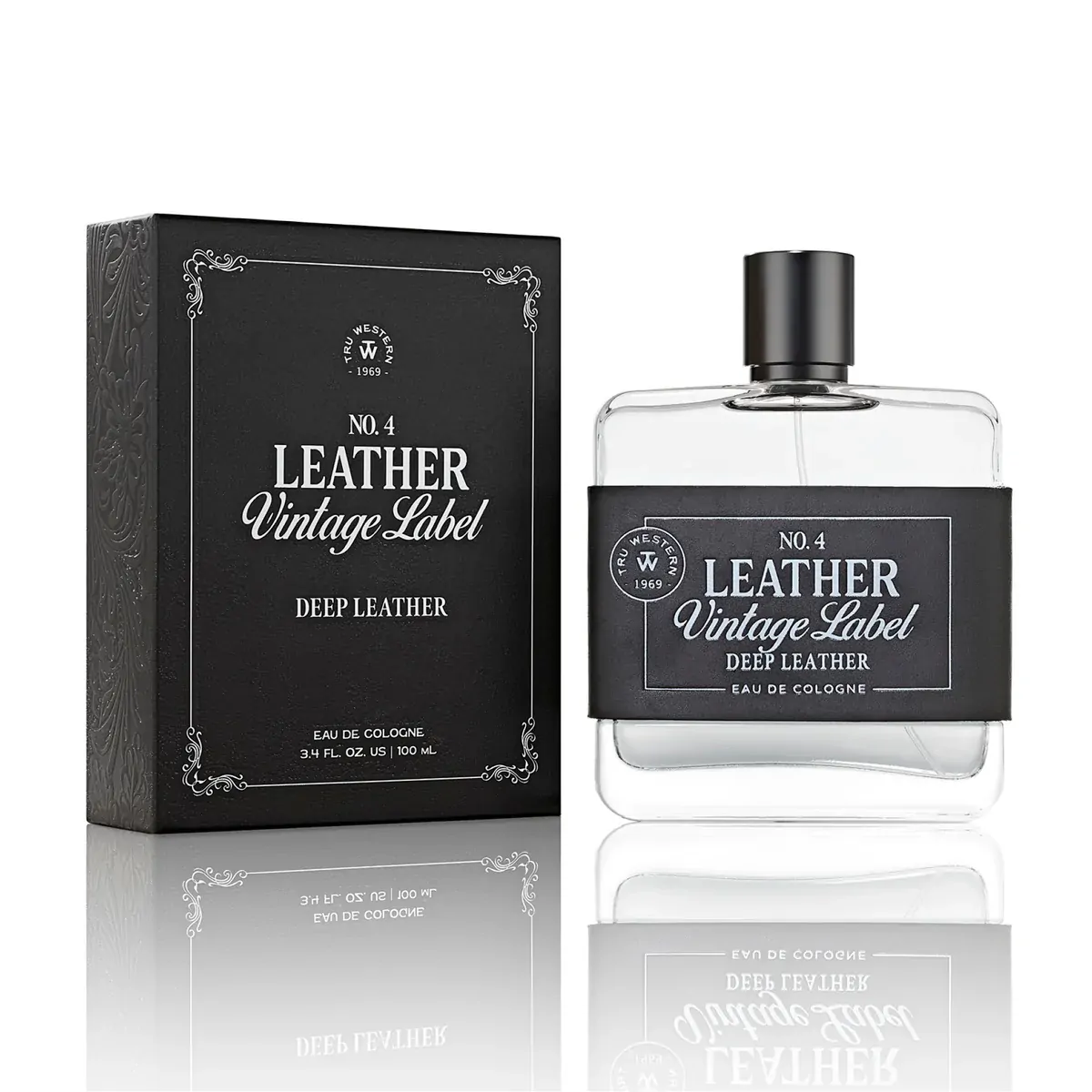Tru Western Mens Leather Vintage Label #4 Deep Leather Eau De Cologne 100mL (98089)