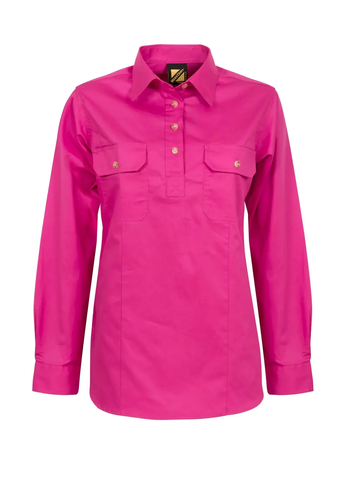 Workcraft Womens Lightweight Closed Front L/S Cotton Drill Shirt (WSL505) Pink
