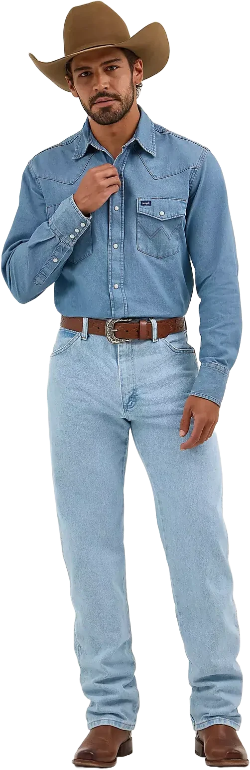 Wrangler Mens Cowboy Cut Original Fit Jeans (13MWZGH34) Bleach - Image 2