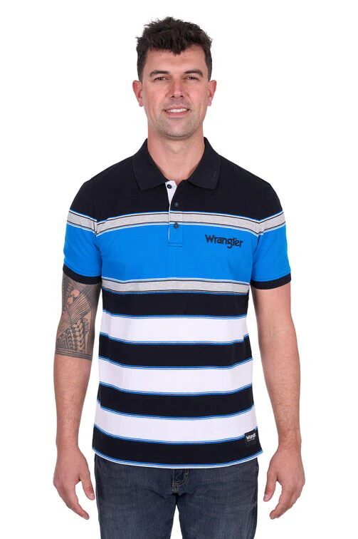 Wrangler Mens Lawrie Polo (X5S1561374) Black/Royal - Image 2