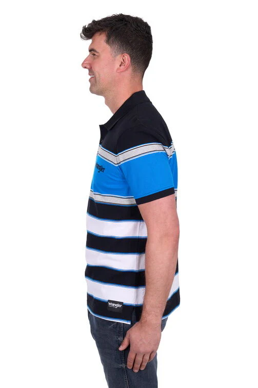 Wrangler Mens Lawrie Polo (X5S1561374) Black/Royal - Image 3