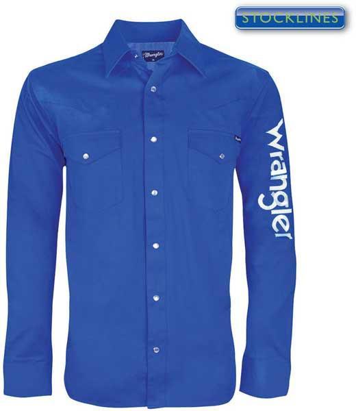 Wrangler Mens Logo Rodeo L/S Drill Shirt (XCP1116020) Cobalt - Image 7