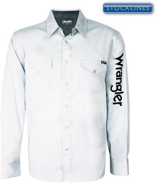 Wrangler Mens Logo Rodeo L/S Drill Shirt (XCP1116020) White - Image 7