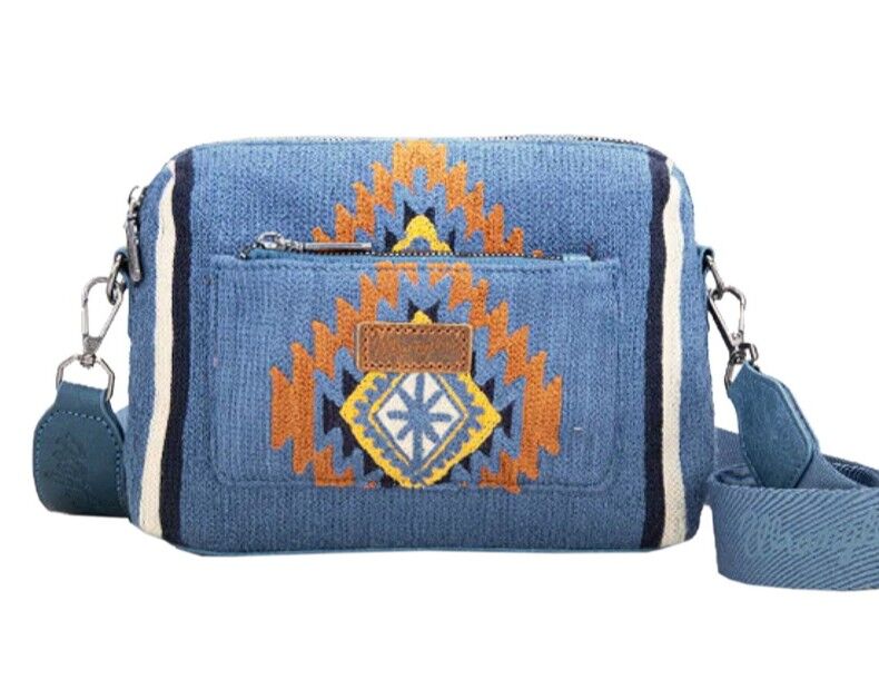 Wrangler Southwestern Maya Aztec Crossbody Bag (X5W2993BAG) Blue [SD]